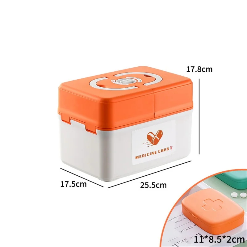 25.5 x 17.5 x 17.8cm Multi Layer First Aid Kit Box Medical Storage Organizer Medicine Container - Orange
