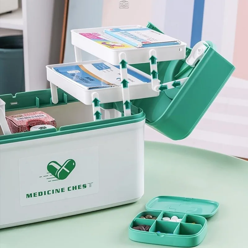 25.5 x 17.5 x 17.8cm Multi Layer First Aid Kit Box Medical Storage Organizer Medicine Container - Orange