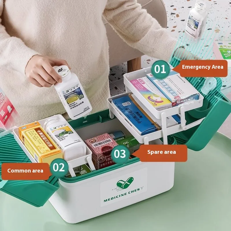 25.5 x 17.5 x 17.8cm Multi Layer First Aid Kit Box Medical Storage Organizer Medicine Container - Orange