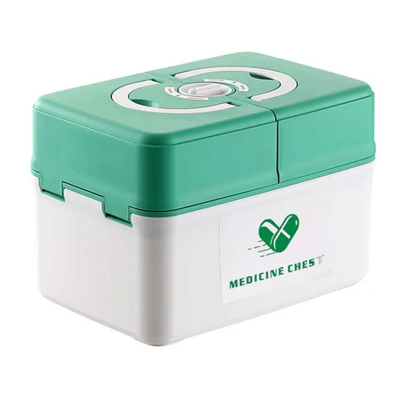 31.5 x 21.5 x 22cm Multi Layer First Aid Kit Box Medical Storage Organizer Medicine Container - Green