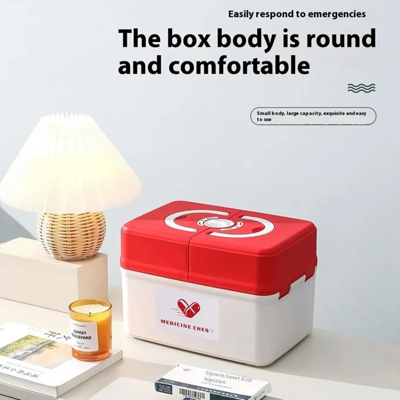 31.5 x 21.5 x 22cm Multi Layer First Aid Kit Box Medical Storage Organizer Medicine Container - Green