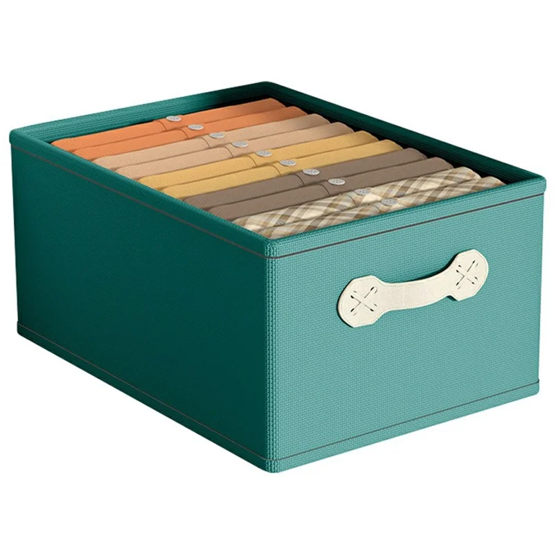 Large Capacity Fabric Storage Box Drawer Style Clothes Organizer with Handle - Green