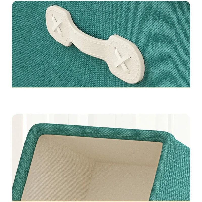 Large Capacity Fabric Storage Box Drawer Style Clothes Organizer with Handle - Green
