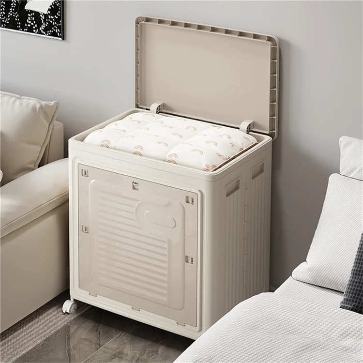 Foldable Laundry Hamper with Lid and Wheels Large Capacity Clothes Storage Basket Size M