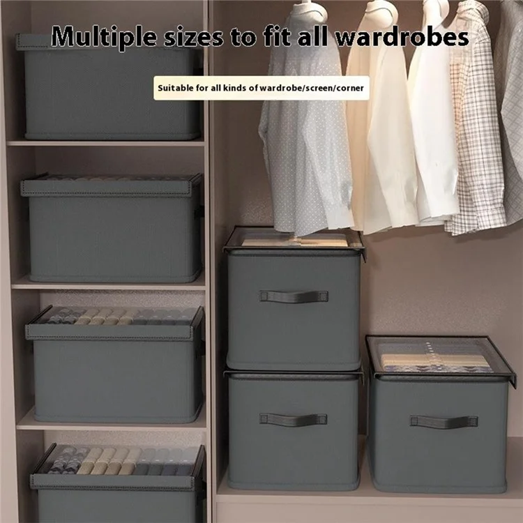 25L Faltbare Aufbewahrungsbox mit Deckel aus Vliesstoff - Kleiderorganizer für Kleiderschrank und Aufbewahrung