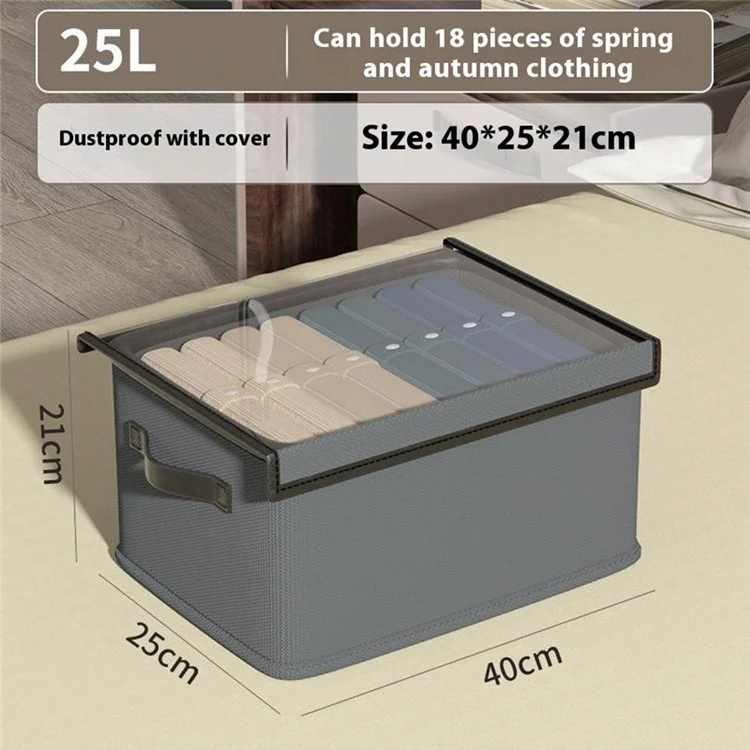 25L Faltbare Aufbewahrungsbox mit Deckel aus Vliesstoff - Kleiderorganizer für Kleiderschrank und Aufbewahrung