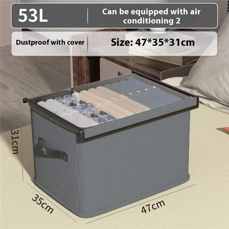 53L Faltbare Aufbewahrungsbox mit Deckel aus Vliesstoff Kleiderschrank-Organizer 47 x 35 x 31 cm