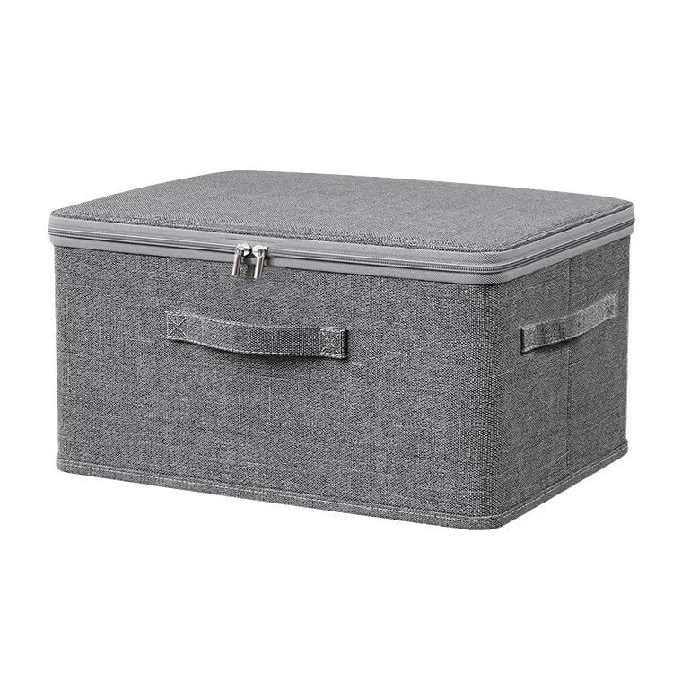 Cationic Foldable Storage Box with Lid Dual Zipper Lockable Large Capacity Organizer S - 30 x 20 x 14 CM