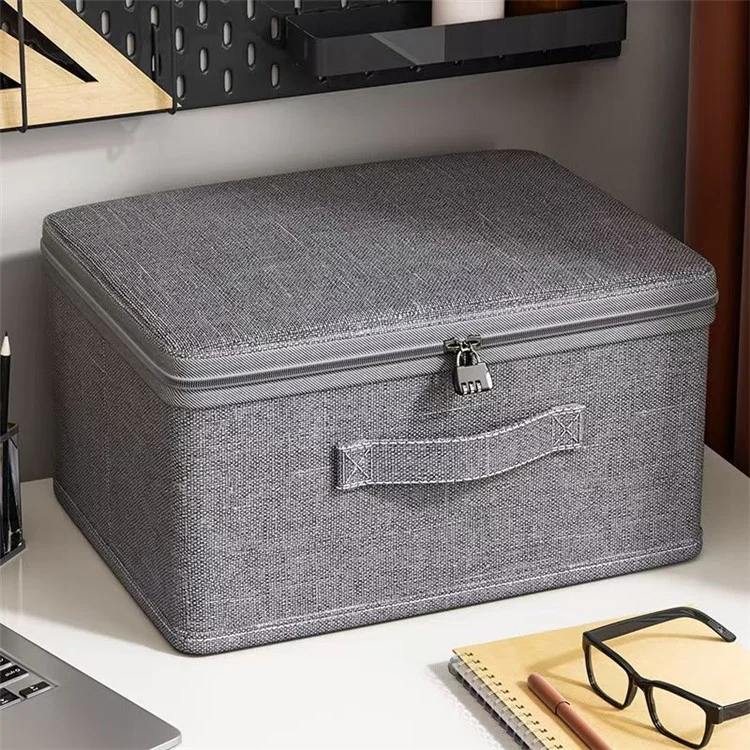 Cationic Foldable Storage Box with Lid Dual Zipper Lockable Large Capacity Organizer S - 30 x 20 x 14 CM