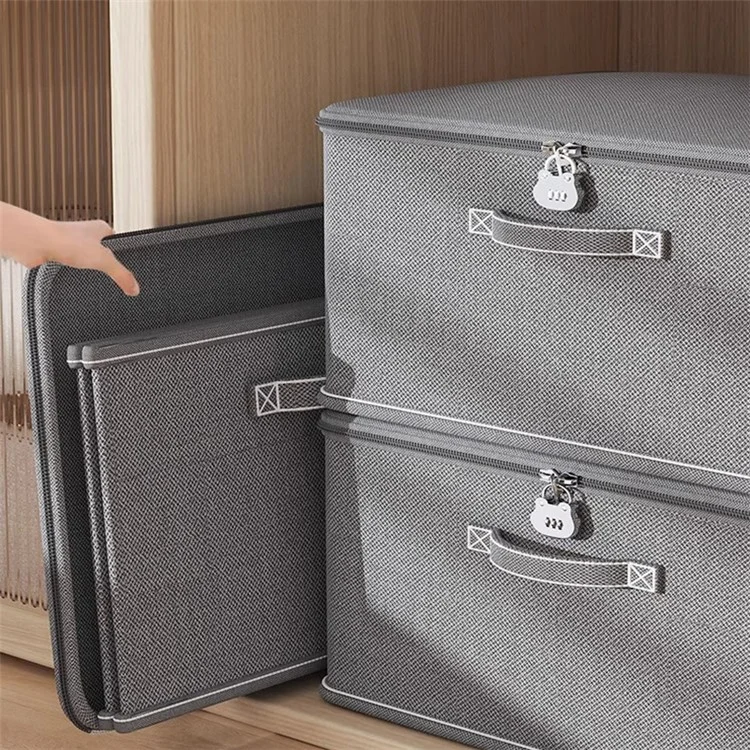 Cationic Foldable Storage Box with Lid Dual Zipper Lockable Large Capacity Organizer S - 30 x 20 x 14 CM