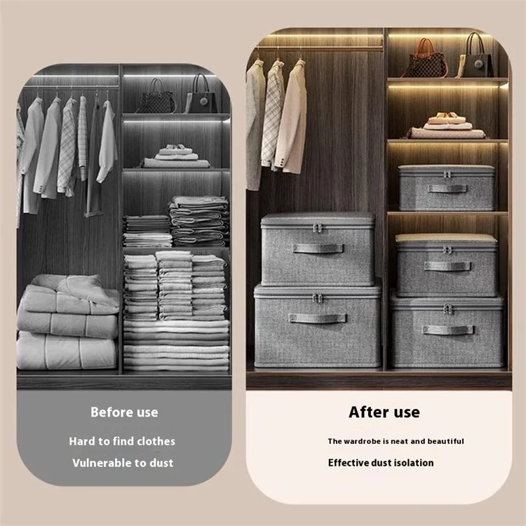 Cationic Foldable Storage Box with Lid Dual Zipper Lockable Large Capacity Organizer S - 30 x 20 x 14 CM