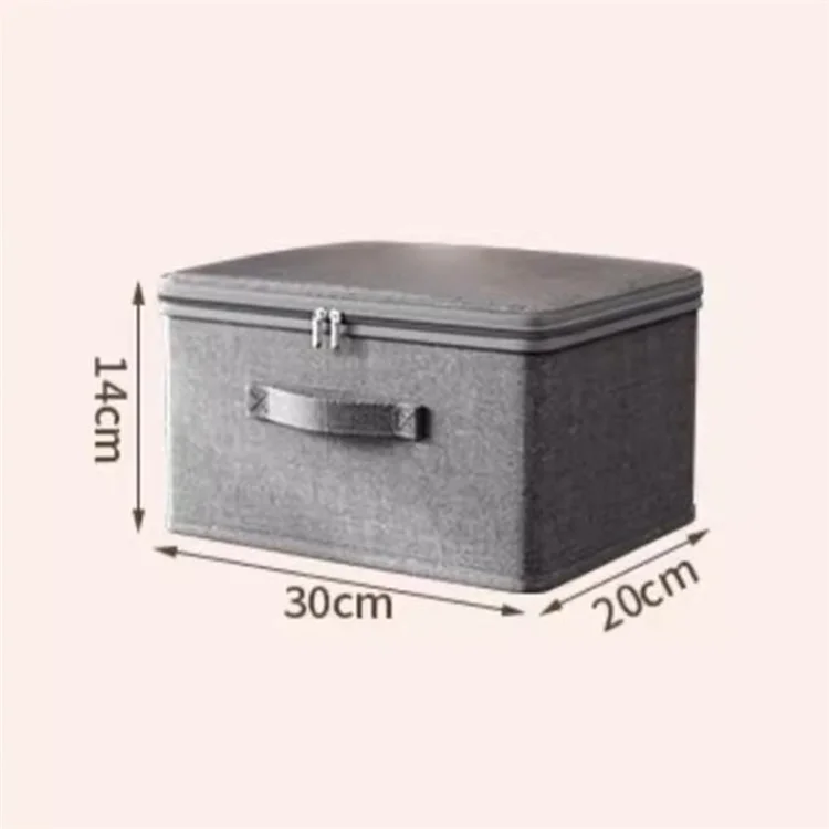 Cationic Foldable Storage Box with Lid Dual Zipper Lockable Large Capacity Organizer S - 30 x 20 x 14 CM