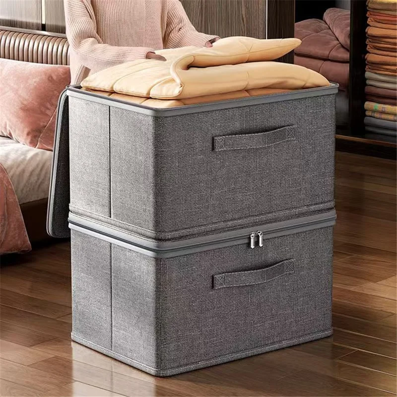 Cationic Foldable Storage Box with Lid Dual Zipper Lockable Large Capacity Organizer M - 38 x 25 x 16 CM