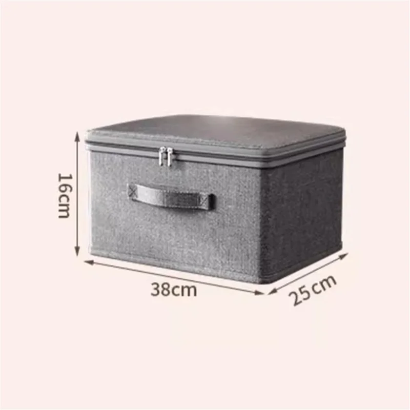 Cationic Foldable Storage Box with Lid Dual Zipper Lockable Large Capacity Organizer M - 38 x 25 x 16 CM