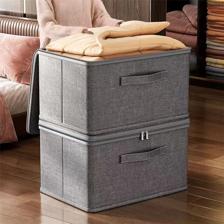 Cationic Foldable Storage Box with Lid Dual Zipper Lockable Large Capacity Organizer L - 40 x 30 x 21 CM