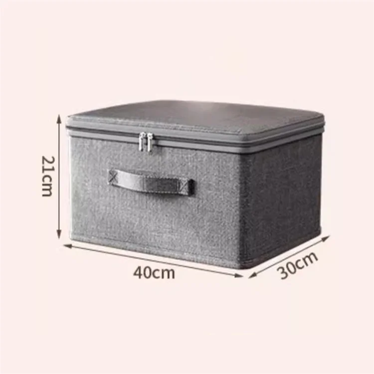 Cationic Foldable Storage Box with Lid Dual Zipper Lockable Large Capacity Organizer L - 40 x 30 x 21 CM
