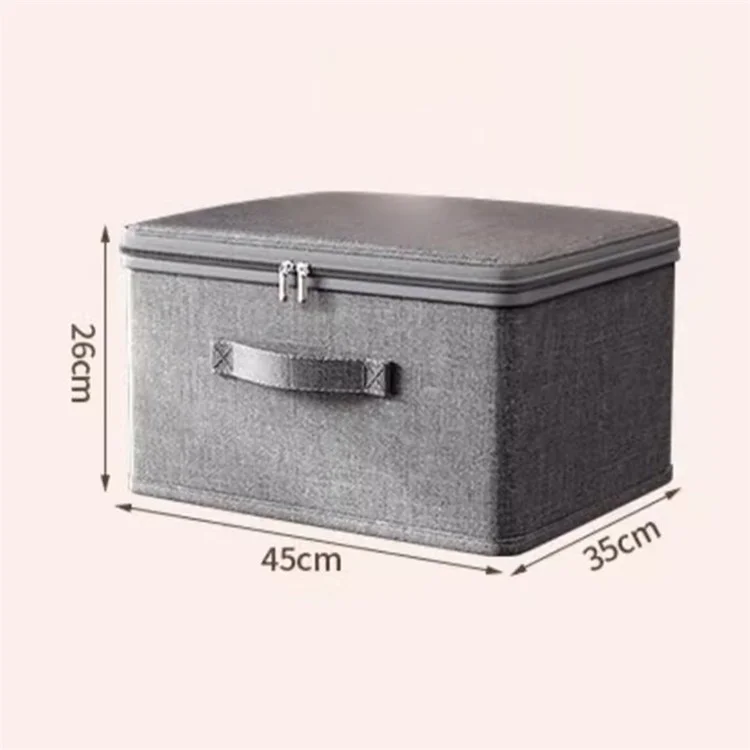 Cationic Foldable Storage Box with Lid Dual Zipper Lockable Large Capacity Organizer XL - 45 x 35 x 26 CM