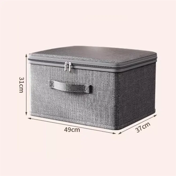 Cationic Foldable Storage Box with Lid Dual Zipper Lockable Large Capacity Organizer XXL - 49 x 37 x 31 CM