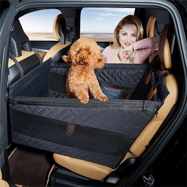 Rutschfester Autositz Hundedecke Wasserdicht 600D Oxford-Stoff Rücksitz-Verlängerung für Hunde, Größe L - Schwarz