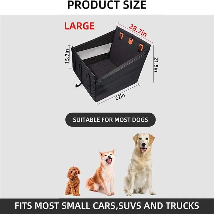 Rutschfester Autositz Hundedecke Wasserdicht 600D Oxford-Stoff Rücksitz-Verlängerung für Hunde, Größe L - Schwarz