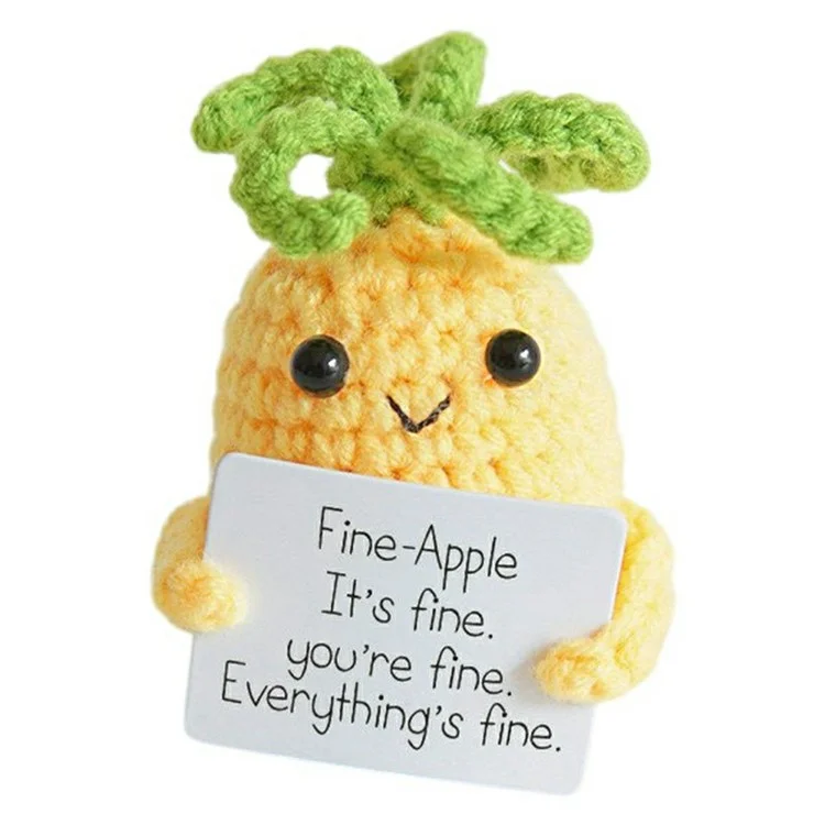 Handmade Crochet Hanging Ornaments Cute Positive Energy Funny Doll Figurines Pendant Decorations - Pineapple