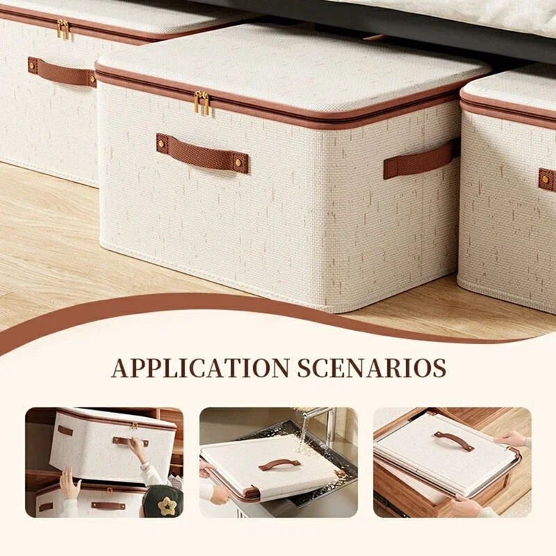 15L faltbarer Organizer für Kleidung, Spielzeug, Unterwäsche, waschbarer Baumwoll-Leinen-Aufbewahrungsbox mit Deckel
