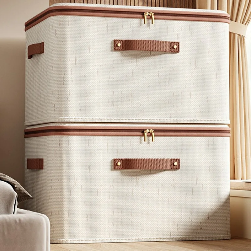 15L faltbarer Organizer für Kleidung, Spielzeug, Unterwäsche, waschbarer Baumwoll-Leinen-Aufbewahrungsbox mit Deckel