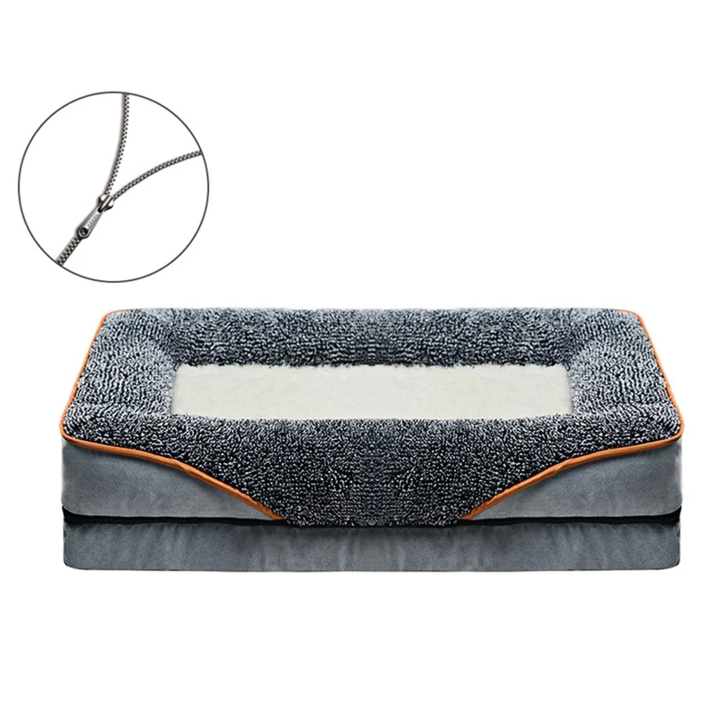 Letto per Cani e Gatti Taglia S 50 x 40 x 9 cm Divano per Animali con Copertura Rimovibile e Lavabile per Comfort in Ogni Stagione - Grigio + Bianco