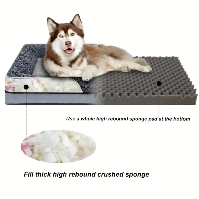 Letto per Cani e Gatti Taglia S 50 x 40 x 9 cm Divano per Animali con Copertura Rimovibile e Lavabile per Comfort in Ogni Stagione - Grigio + Bianco