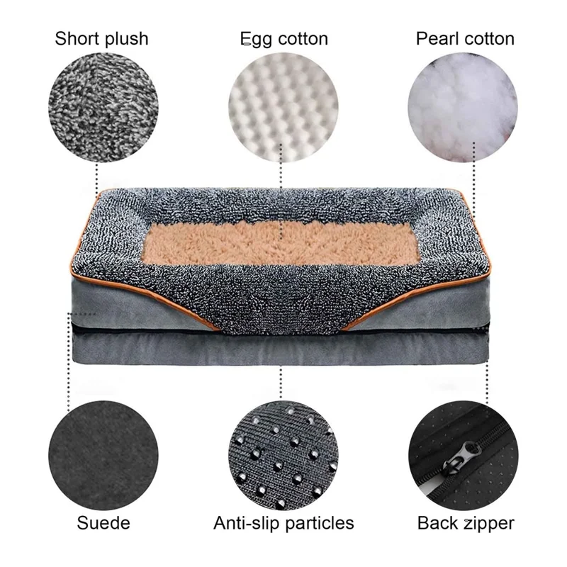 Letto per Cani e Gatti XL Misura 120 x 80 x 16 cm Divano per Animali con Coperta Rimovibile e Lavabile per Comfort in Ogni Stagione - Grigio Chiaro
