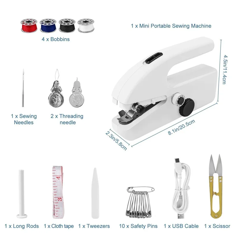Portable Handheld Sewing Machine Mini Electric Double Speed Adjustable for Home / DIY Projects / Beginners