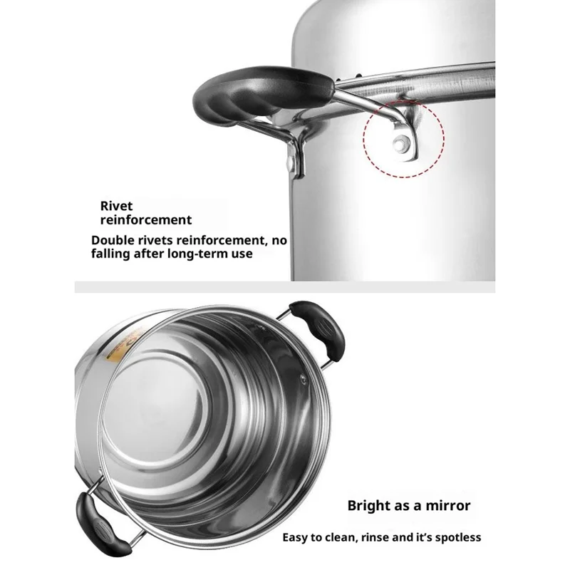 Stainless Steel Stack and Steam Pot Set 28cm 2-Layer Steamer with 2PCS Steamer Trays for Vegetable, Dumpling