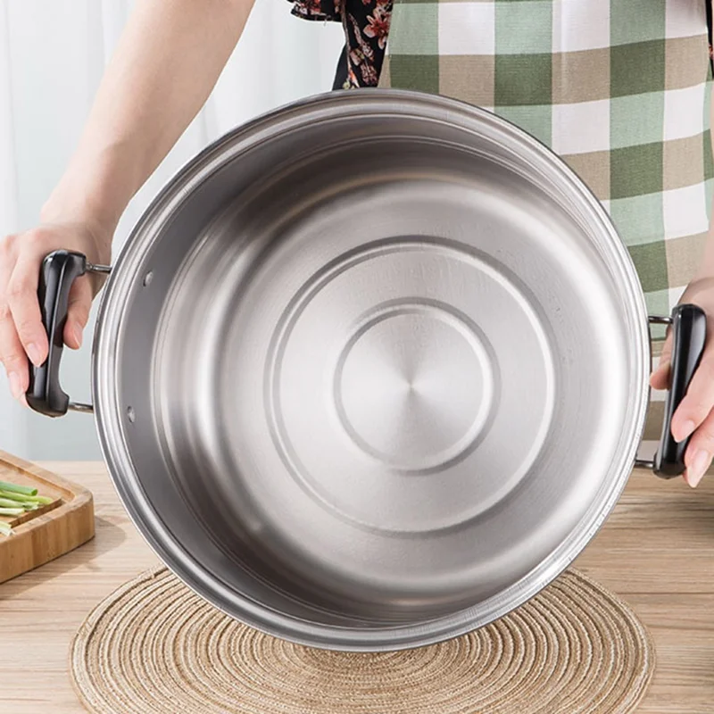 Stainless Steel 3-Tier Steamer Pot 36cm Steaming Pot Cookware with 2PCS Steaming Trays for Induction  /  Gas Stove