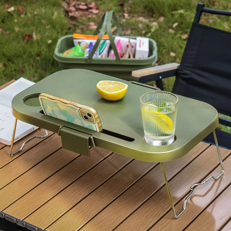 Panier de pique-nique PP avec couvercle, résistant à la poussière et à l'humidité, panier de rangement pliable, boîte organisatrice de pique-nique - Vert armée