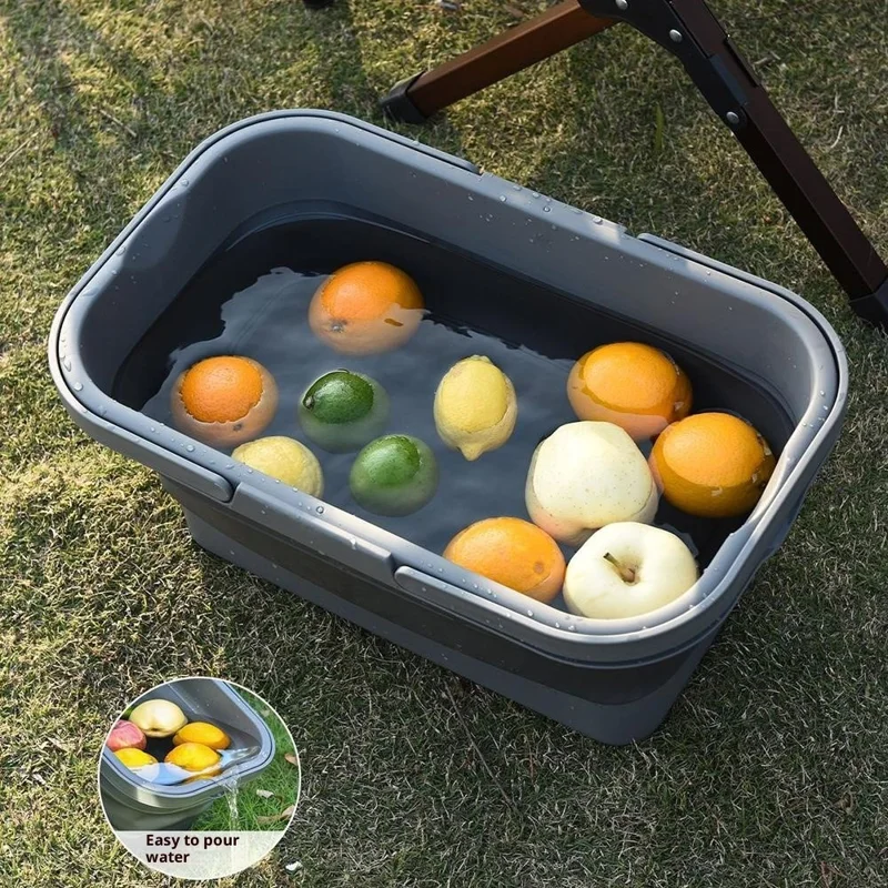 Panier de pique-nique PP avec couvercle, résistant à la poussière et à l'humidité, panier de rangement pliable, boîte organisatrice de pique-nique - Vert armée