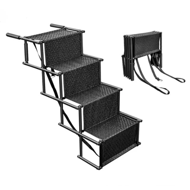 4-stufige faltbare Haustreppe für Auto SUV LKW 600D Oxfordstoff tragbare Hunde- und Katzentreppe - Hundepfotenabdruck