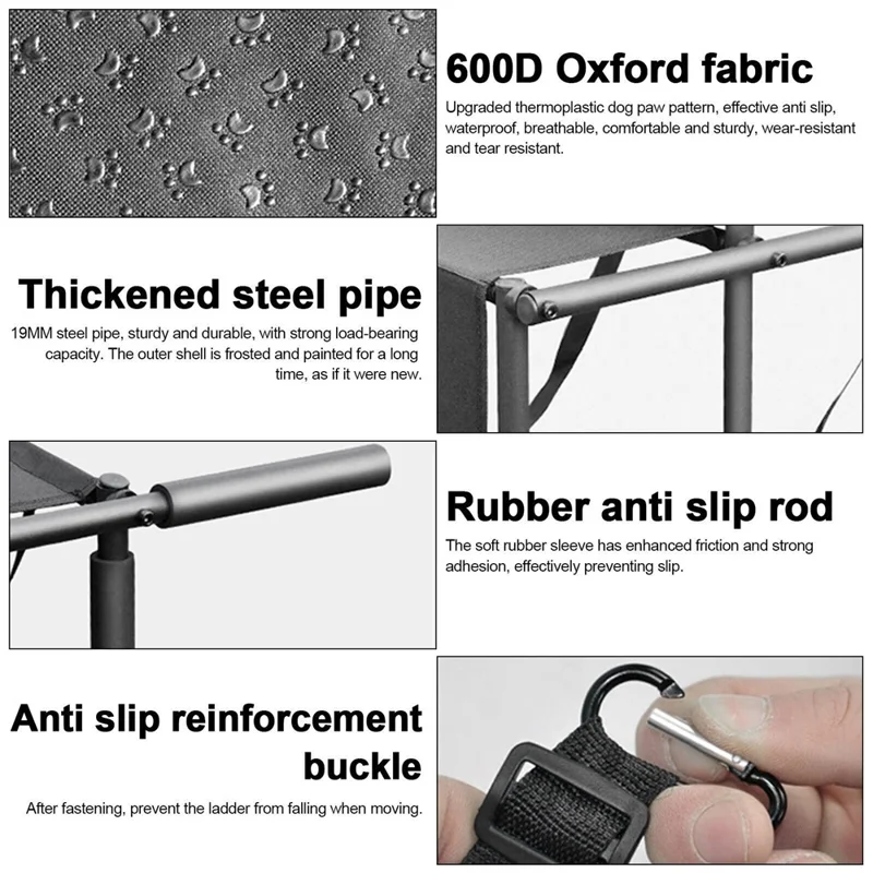 4-stufige faltbare Haustreppe für Auto SUV LKW 600D Oxfordstoff tragbare Hunde- und Katzentreppe - Hundepfotenabdruck