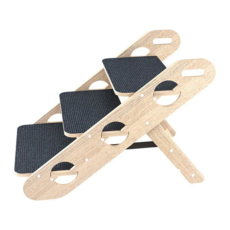 3-stufige faltbare Haustreppen für ältere Hunde, Katzen, tragbarer Holzrahmen, rutschfeste Rampe, Leiter