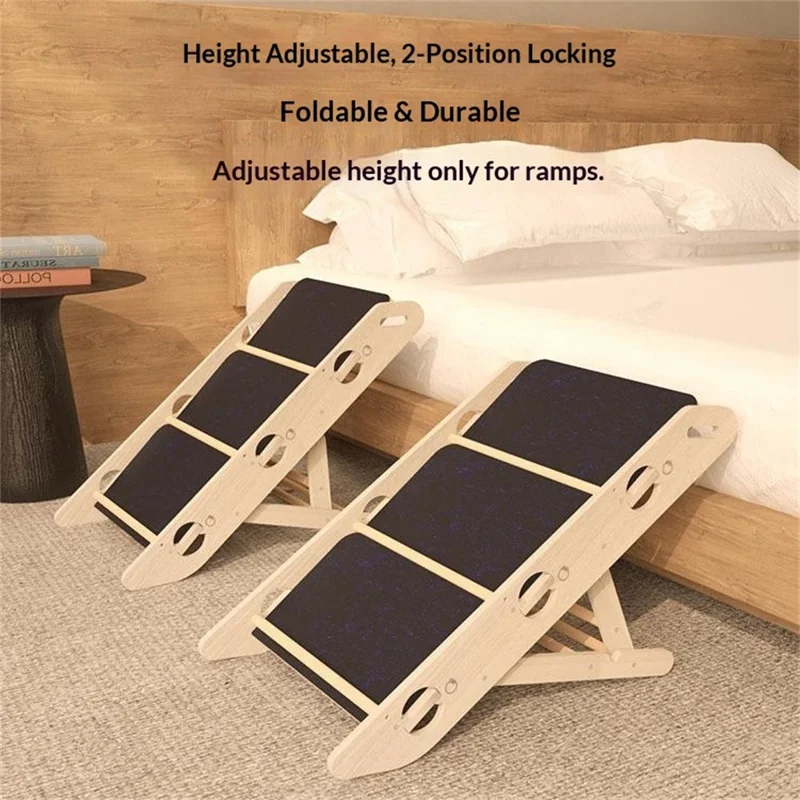 3-stufige faltbare Haustreppen für ältere Hunde, Katzen, tragbarer Holzrahmen, rutschfeste Rampe, Leiter