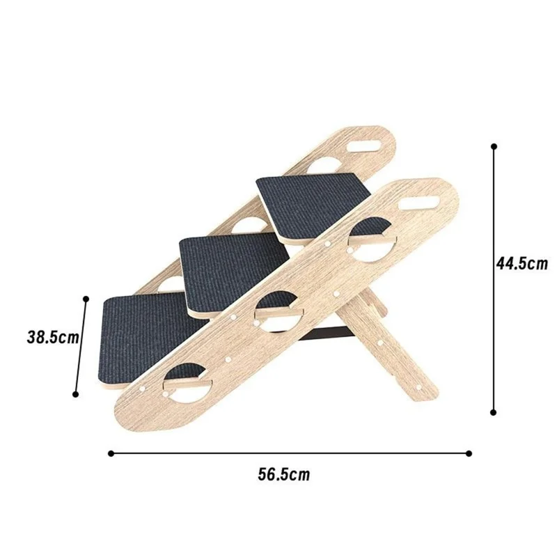 3-stufige faltbare Haustreppen für ältere Hunde, Katzen, tragbarer Holzrahmen, rutschfeste Rampe, Leiter