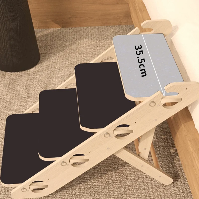 4-stufige faltbare Haustreppe für ältere Hunde, Katzen, tragbarer Holzrahmen, rutschfeste Rampe, Leiter