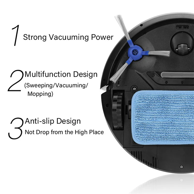 118HW 2500PA Roboter-Staubsauger Wireless Smart App Auto-Auflades Remote-Sprachregelung Wearing-Reinigungsmaschine - Schwarz