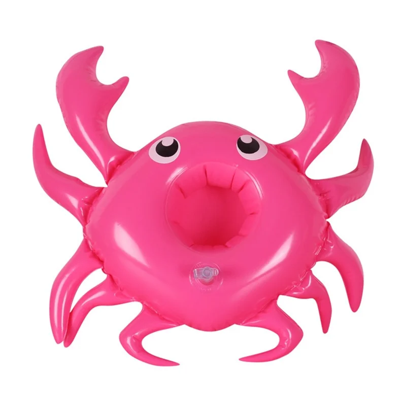 Inflatable Cup Holder Pool Float Watermelon Pineapple Donut Swan Fruit Pool Party Drink Holder - Crab
