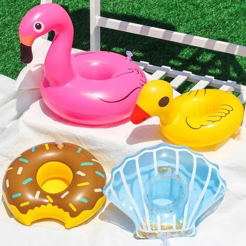 Inflatable Cup Holder Pool Float Watermelon Pineapple Donut Swan Fruit Pool Party Drink Holder - Crab