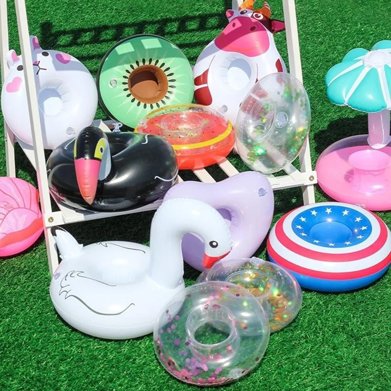 Inflatable Cup Holder Pool Float Watermelon Pineapple Donut Swan Fruit Pool Party Drink Holder - Crab