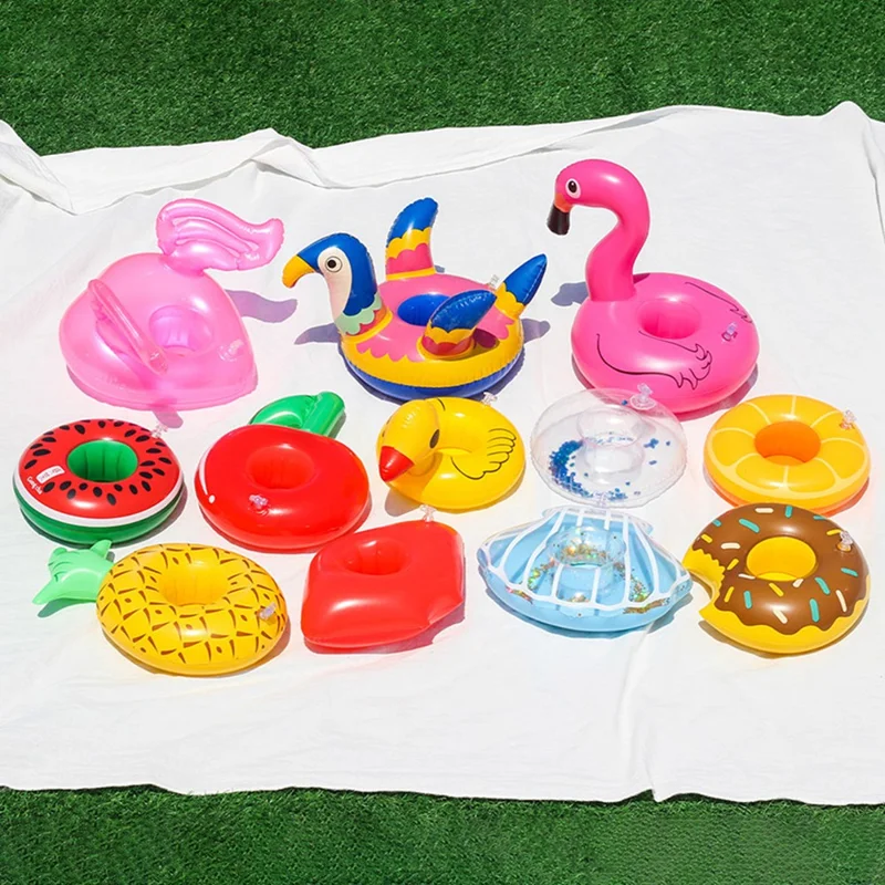 Inflatable Cup Holder Pool Float Watermelon Pineapple Donut Swan Fruit Pool Party Drink Holder - Crab
