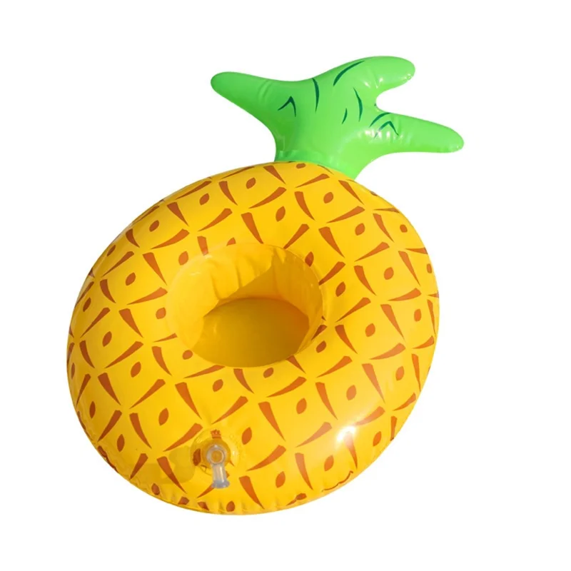 Надувной держатель для чашки, круг для бассейна с принтом арбуза, ананаса, пончика, лебедя, фруктовый держатель для напитков — ананас