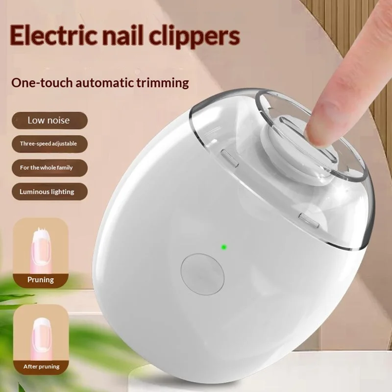 El-sax 3-varvtillfällig automatisk manikyrverktyg Nageltrimmer med LED-ljus för bebis barn vuxna