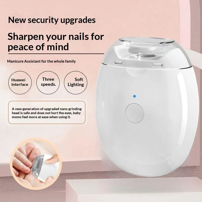 El-sax 3-varvtillfällig automatisk manikyrverktyg Nageltrimmer med LED-ljus för bebis barn vuxna