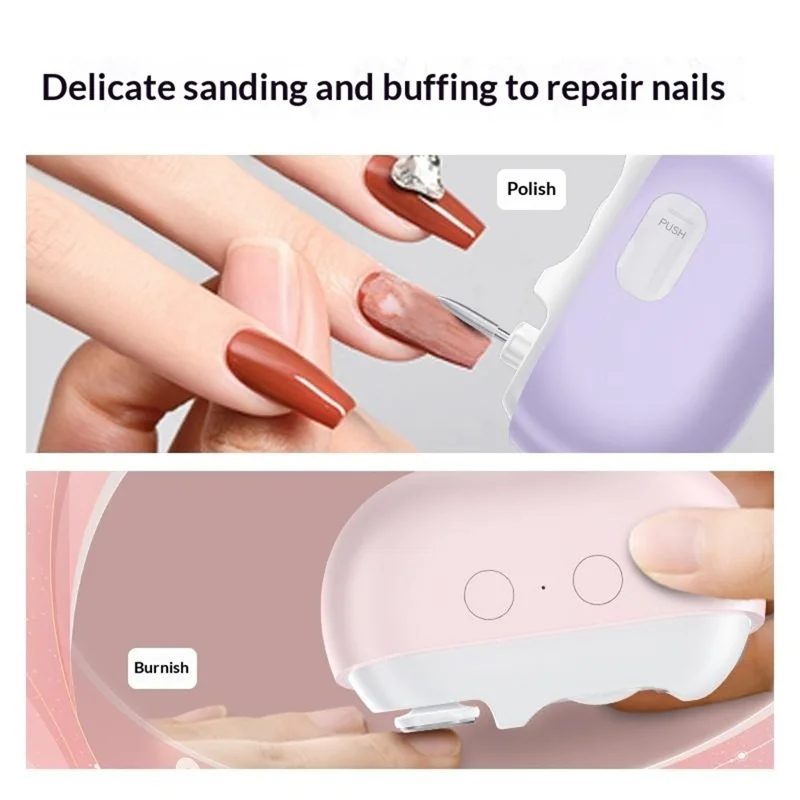 M7 3-in-1 Multifunktions-Elektrische Nagelschere Ultraschweigsam 500 mAh Typ-C LED-Licht Automatische Nagelschere - Grau